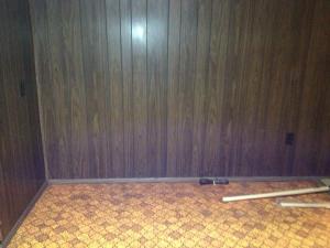Wood paneling in kitchen