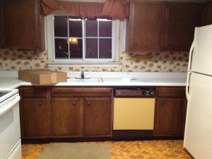 Kitchen with wallpaper