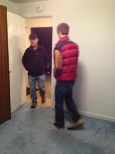 Bedroom 1 with murphy bed bolted to the wall on the left